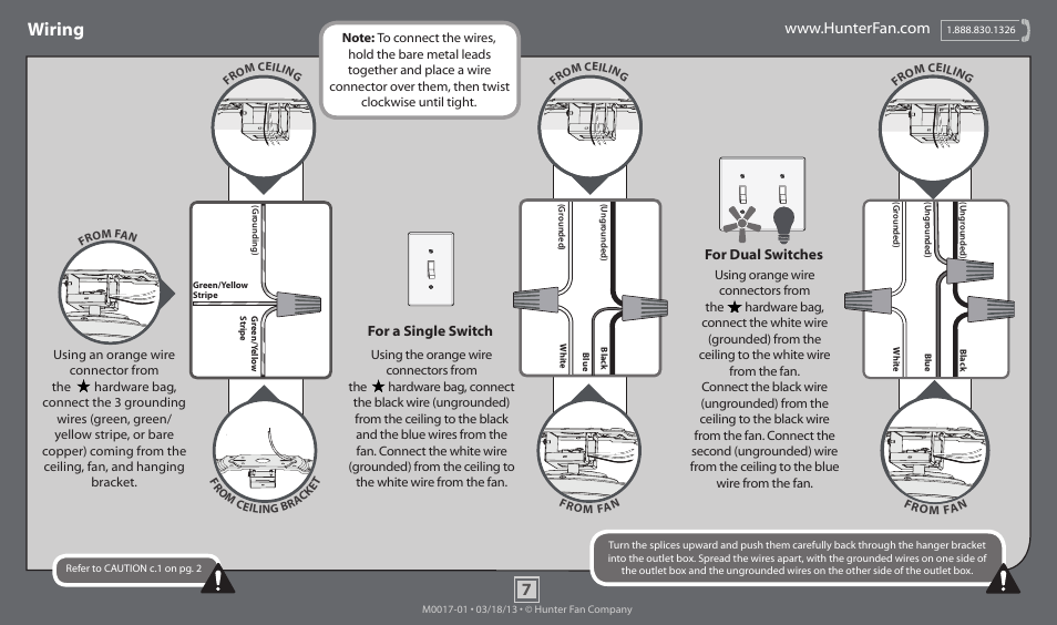 Wiring | Hunter 52044 52 Low Profile User Manual | Page 7 / 14