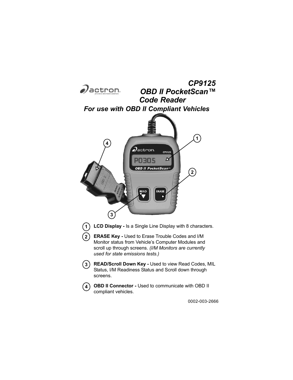 Actron CP9125 User Manual | 46 pages | Original mode | Also for