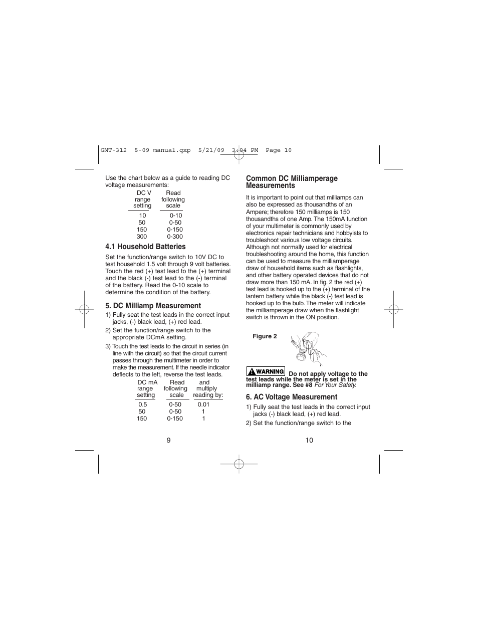 Gardner Bender GMT-312 5 Function Analog Multimeter User Manual | Page