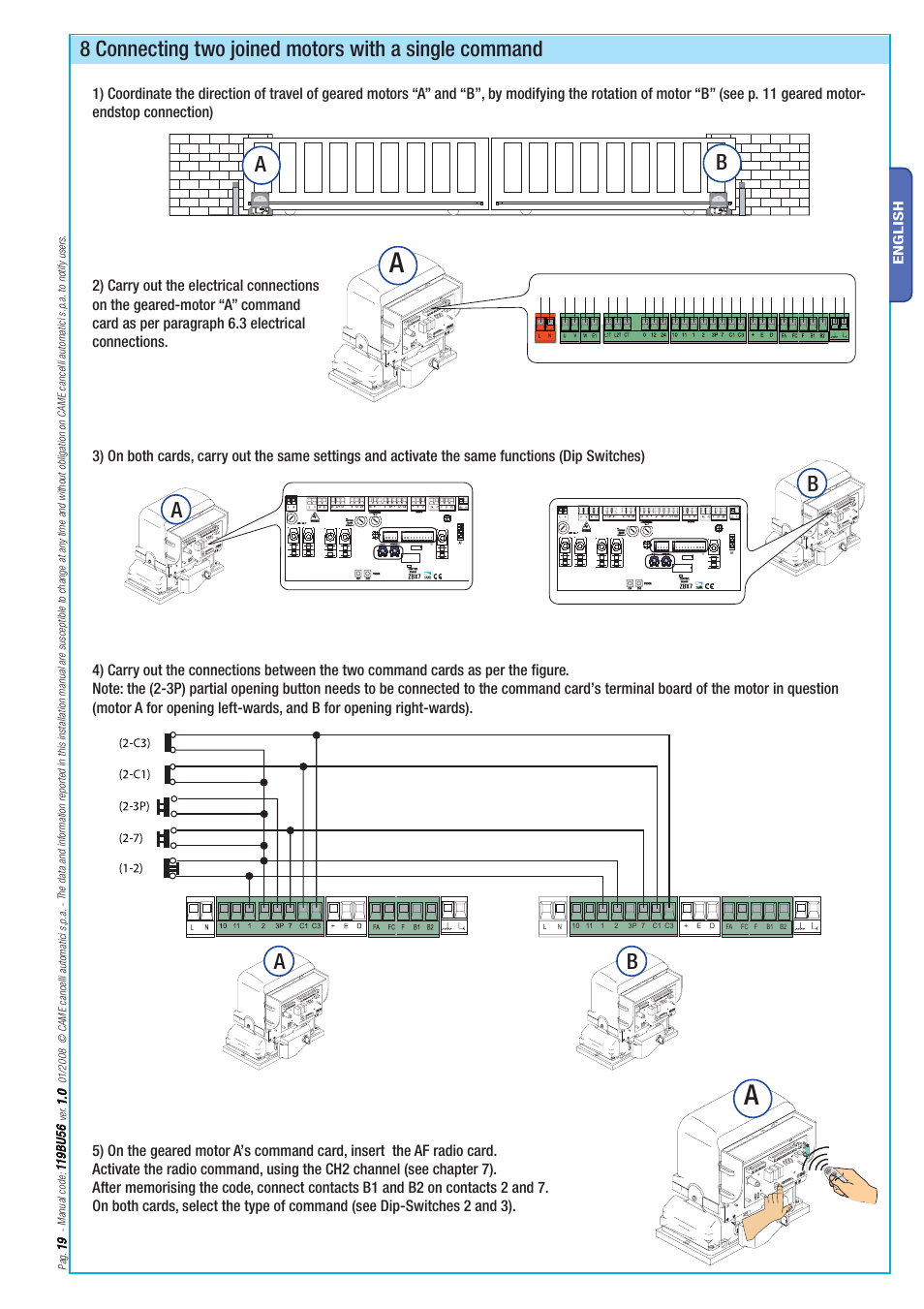 Ab a b | CAME BX-78 Kit User Manual | Page 19 / 24
