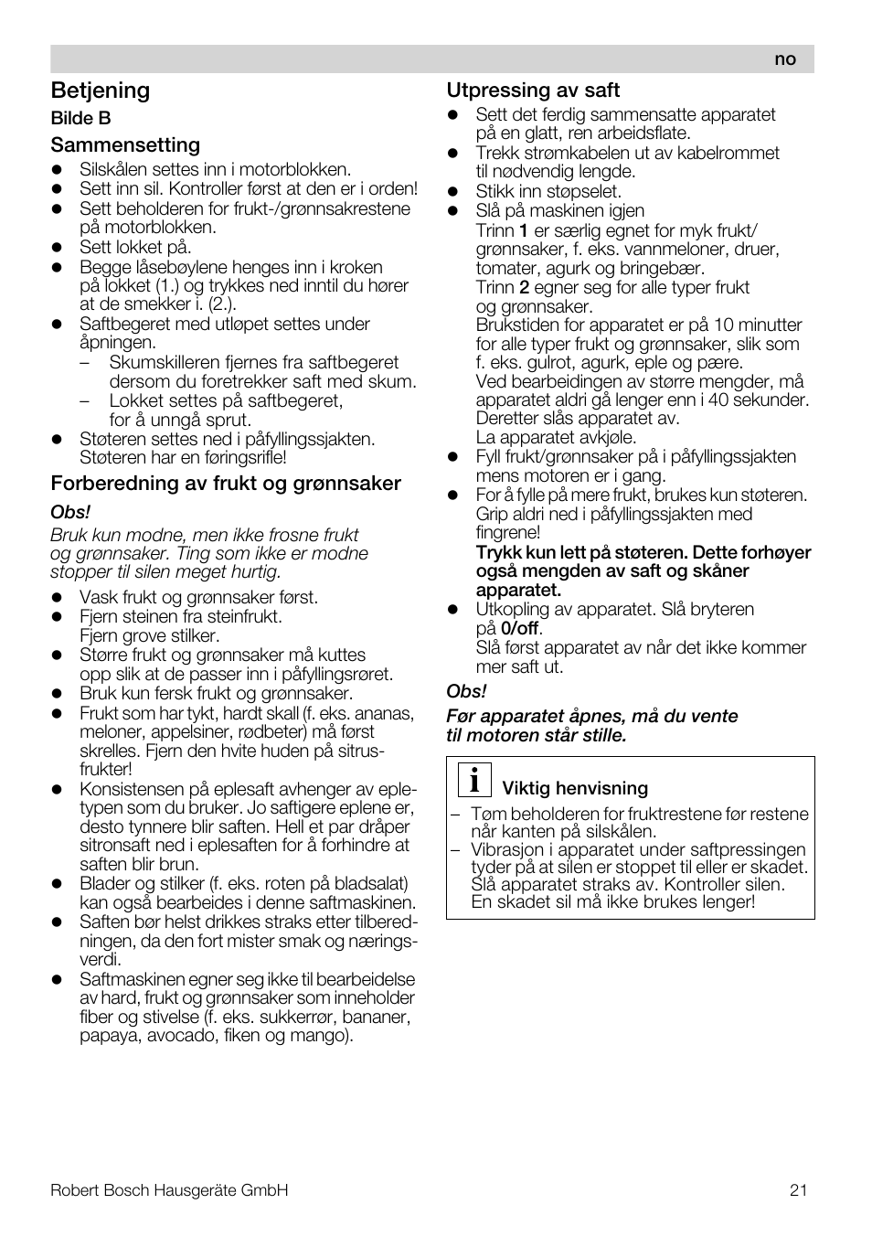 Betjening Bosch Mes20a0 Entsafter Weiss Anthrazit User Manual
