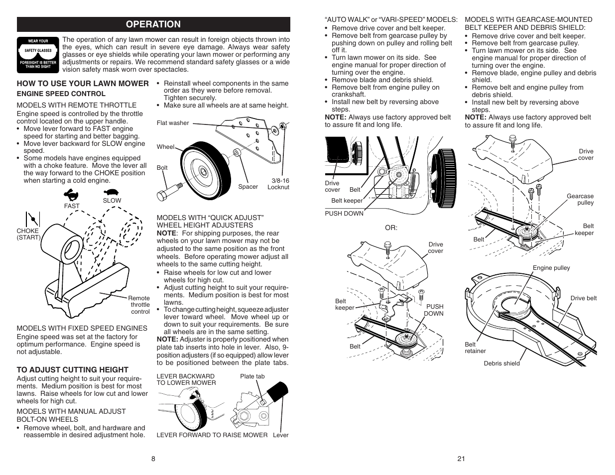 Operation | Poulan Pro 961240002 LAWN MOWER User Manual | Page 8 / 14