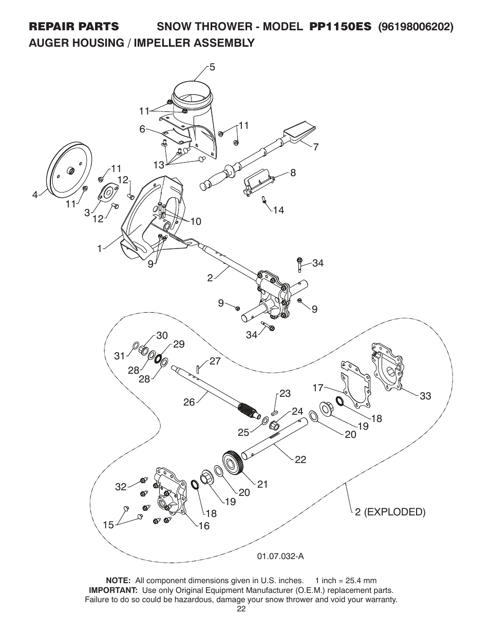Poulan Pro PP1150ES SNOW THROWER User Manual | Page 22 / 40
