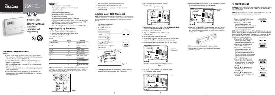 Robertshaw 9500 User Manual | 11 pages