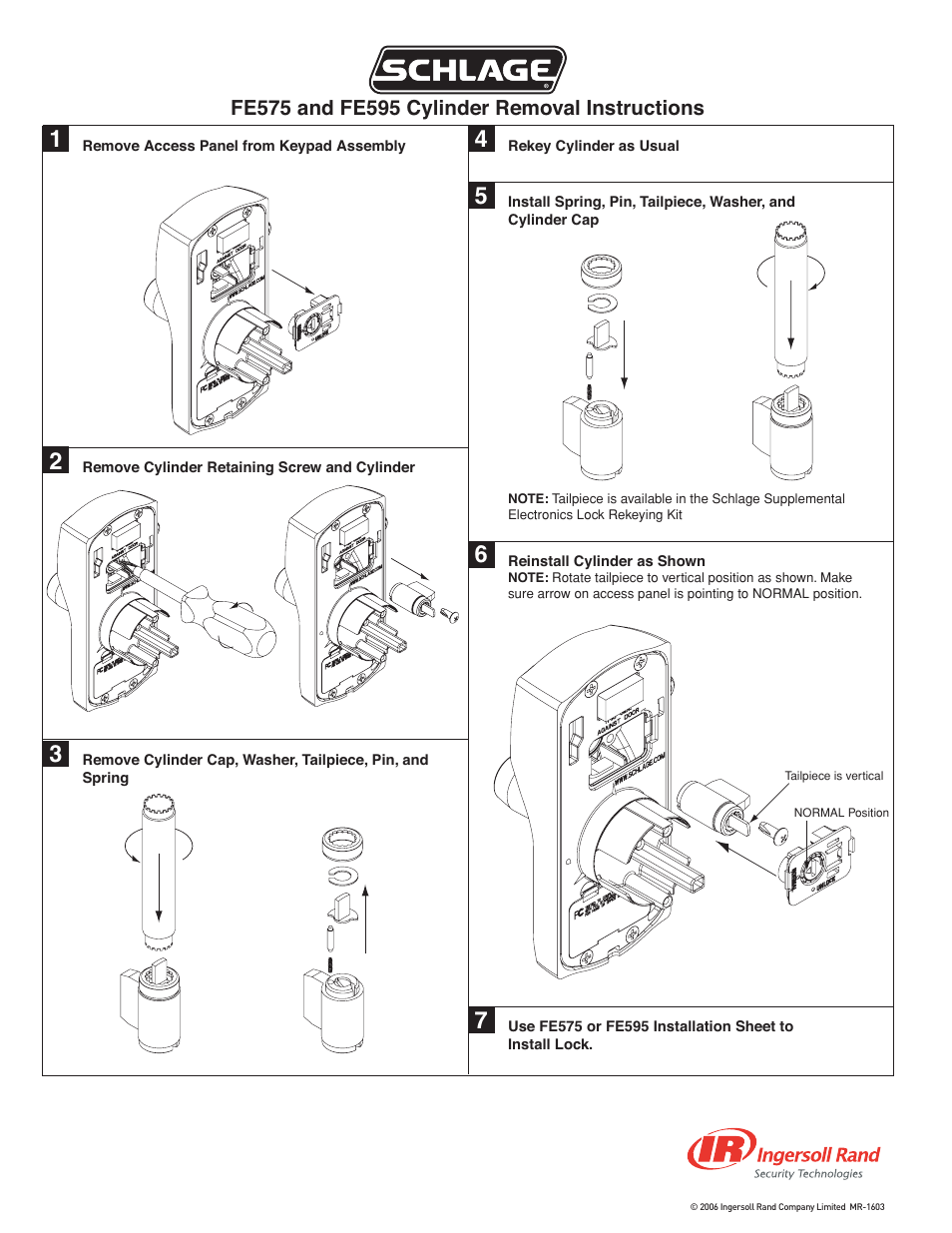 Schlage FE595 Cylinder Removal User Manual | Page 2 / 2 | Also for