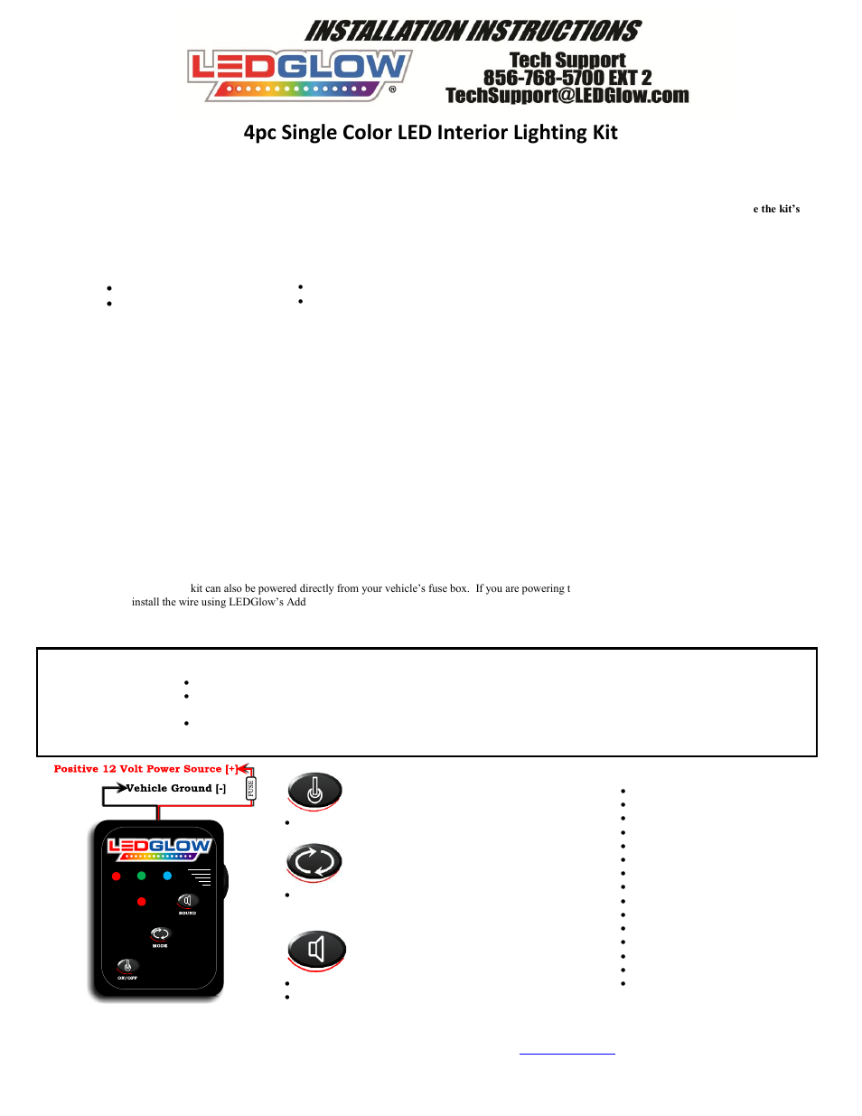 Ledglow Single Color Led Interior Lighting Kit User Manual