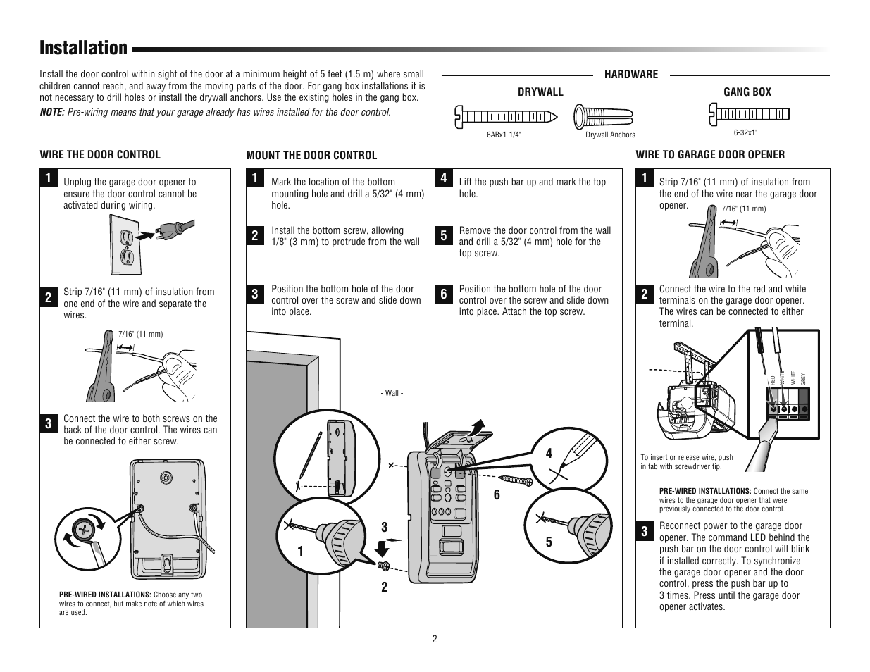 Installation Hardware Wire The Door Control Liftmaster 886lm