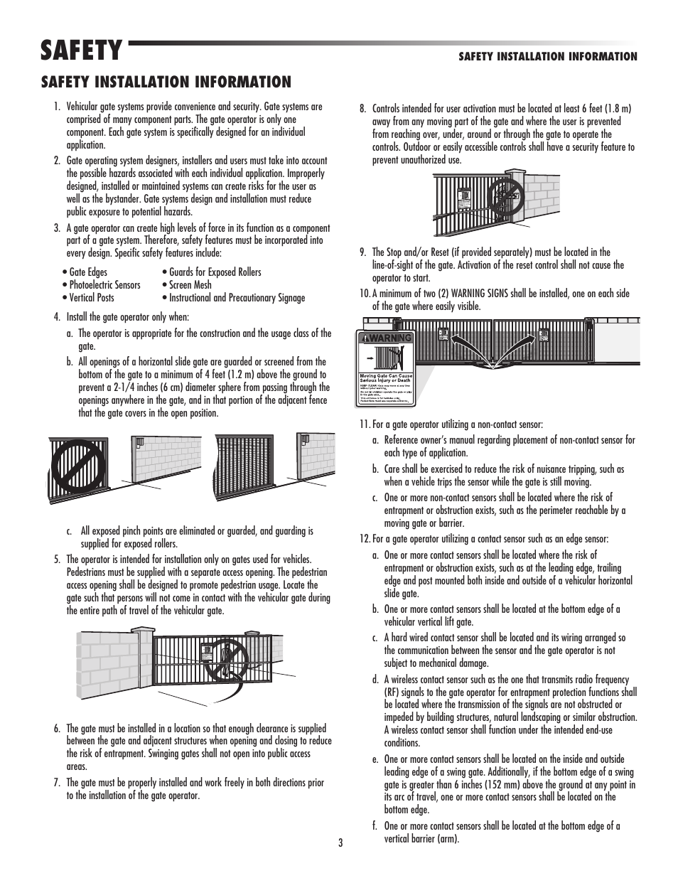 Safety installation information, Safety | LiftMaster LA500 Residential