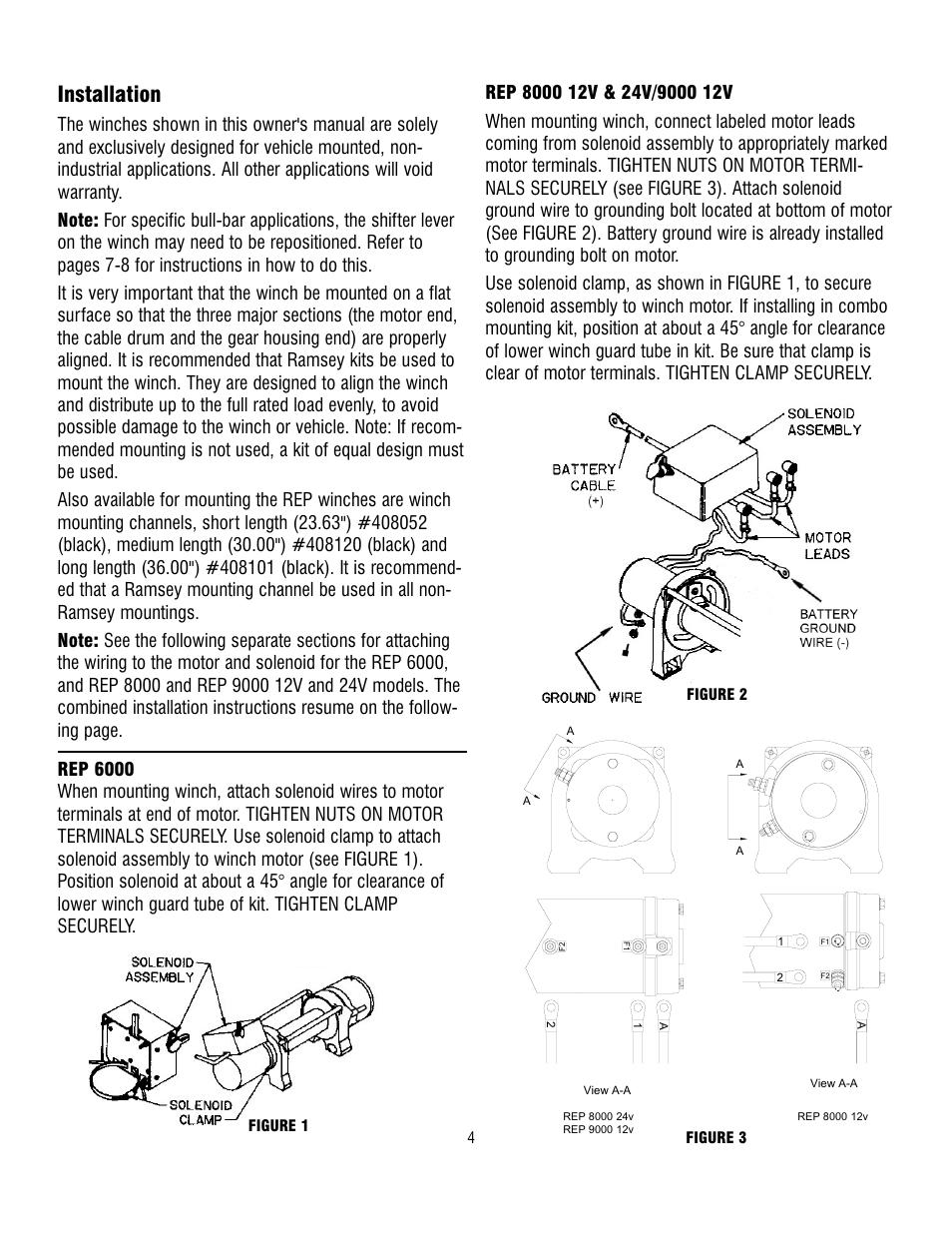 Installation | Ramsey Winch REP-6000/8000/9000 CURRENT User Manual
