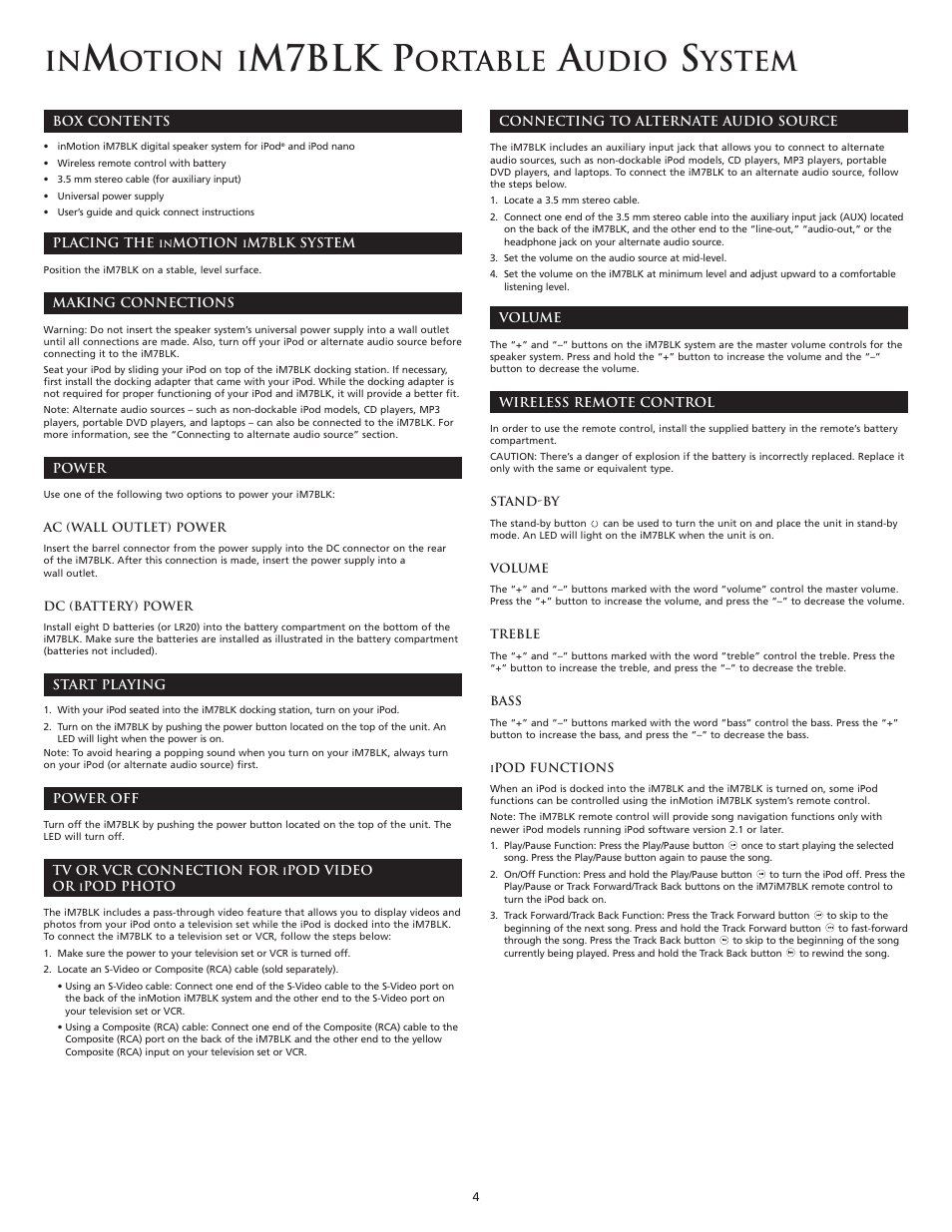 M7blk p, Otion i, Ortable | Altec Lansing iM7 BLK User Manual | Page 4 / 36