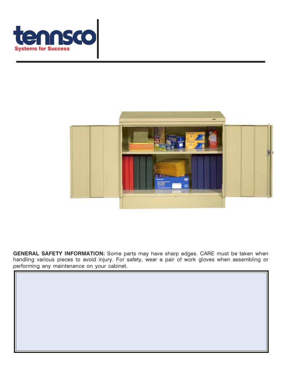 Tennsco 3018 User Manual 2 Pages