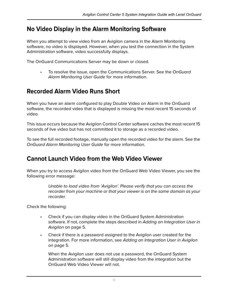 No video display in the alarm monitoring software, Recorded alarm video