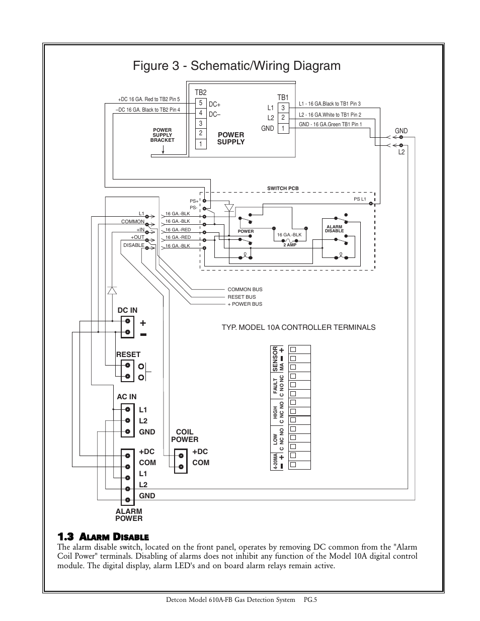 Figure 3 - schematic/wiring diagram, 11 3 a a | Detcon 610A-FB User
