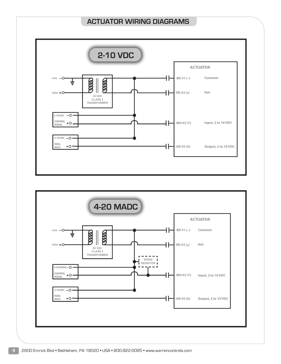 10 Vdc  20 Madc  Actuator Wiring Diagrams