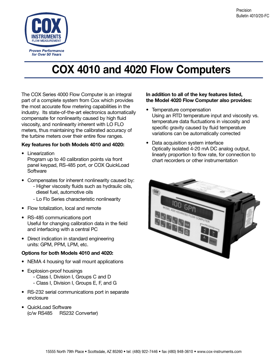 Badger Meter 4020 Flow Computers User Manual | 2 pages | Also for: 4010