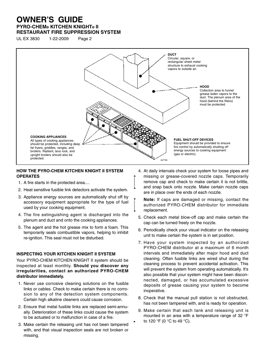 Owner’s guide PyroChem KITCHEN KNIGHT II User Manual Page 2 / 4