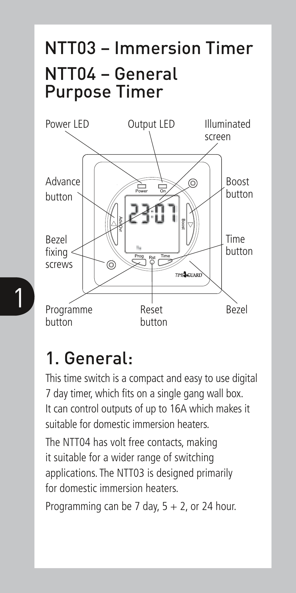 General | Timeguard NTT04 User Manual | Page 2 / 12