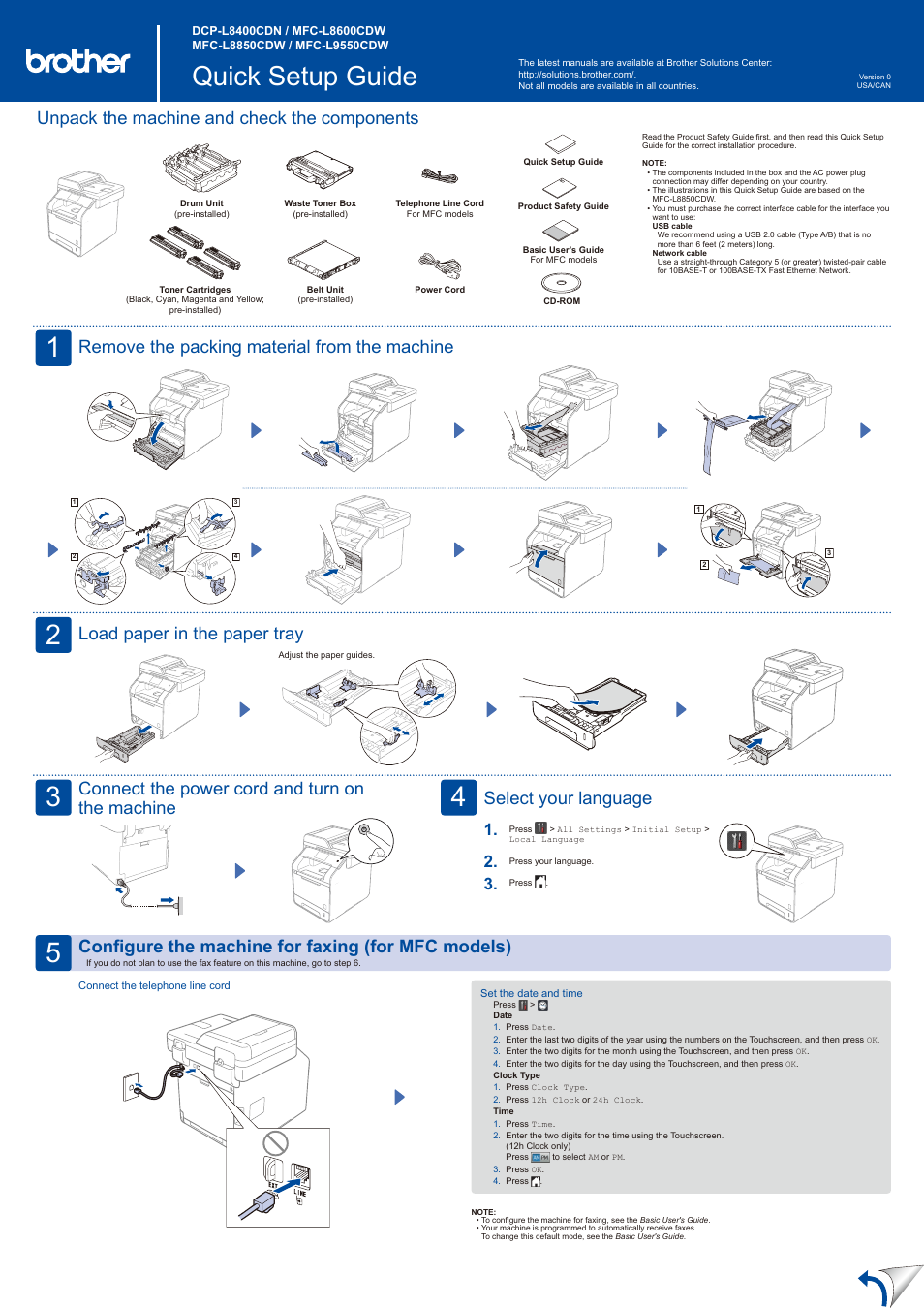 Brother MFC-L8600CDW User Manual | 2 pages | Also for: MFC-L8850CDW