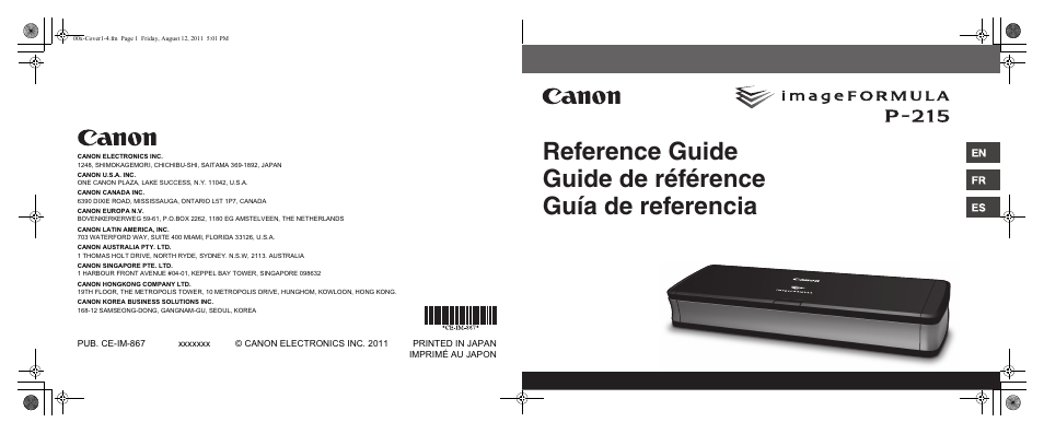 Canon Imageformula P-215 User Manual