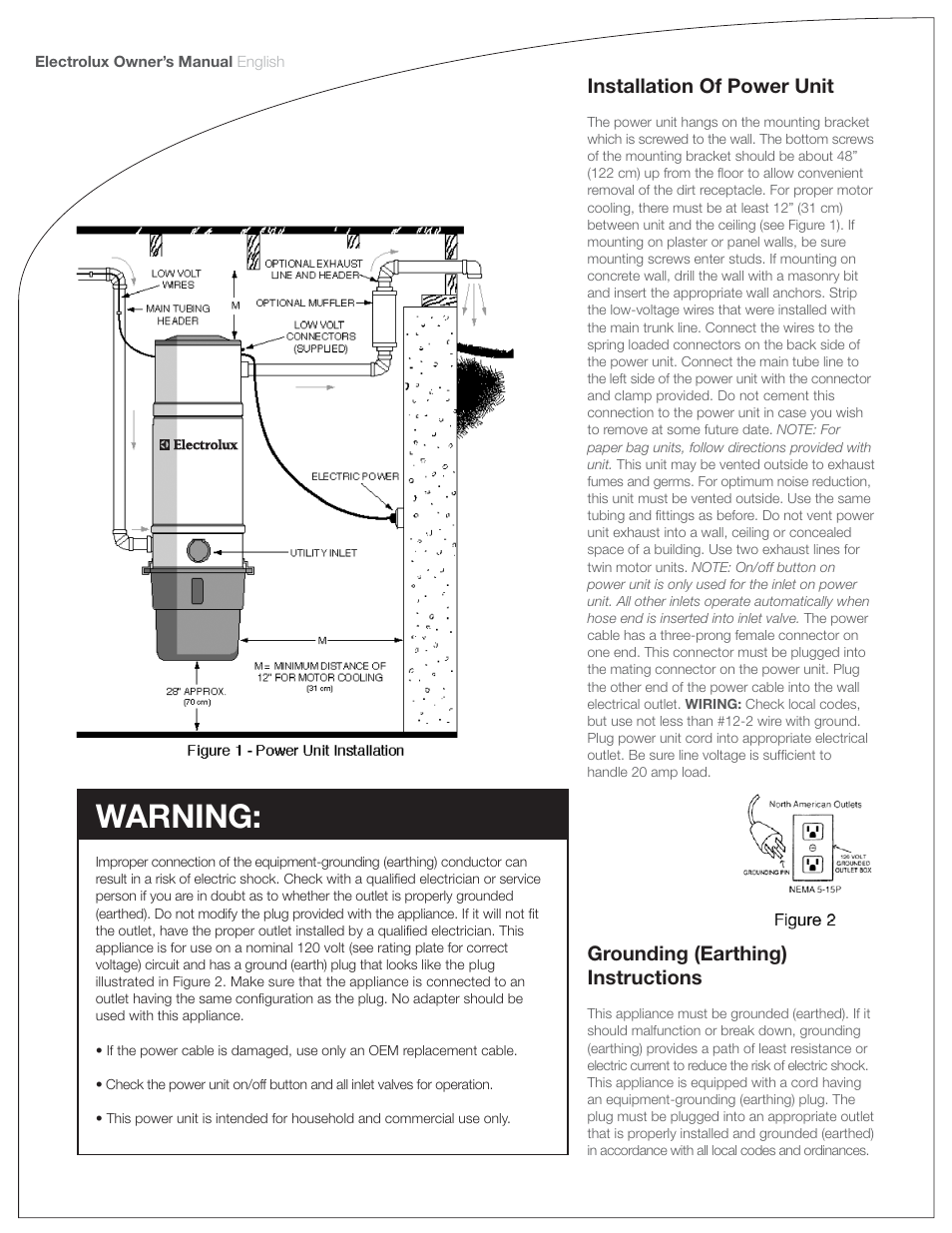 Warning | Electrolux PU3650 User Manual | Page 6 / 20
