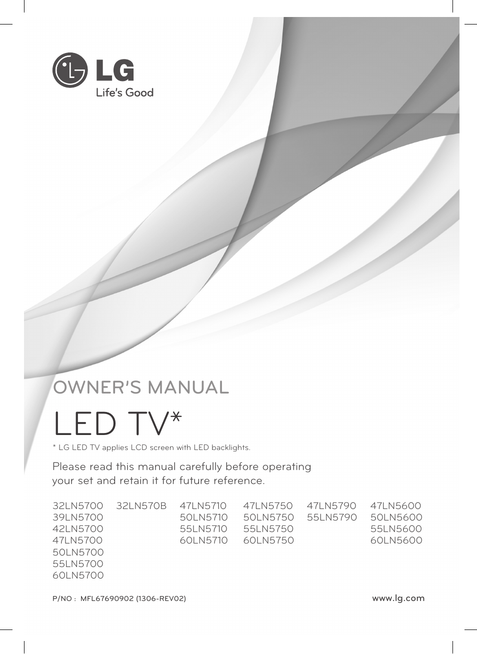 LG 50LN5700 User Manual | 52 pages | Also for: 55LN5600, 60LN5600