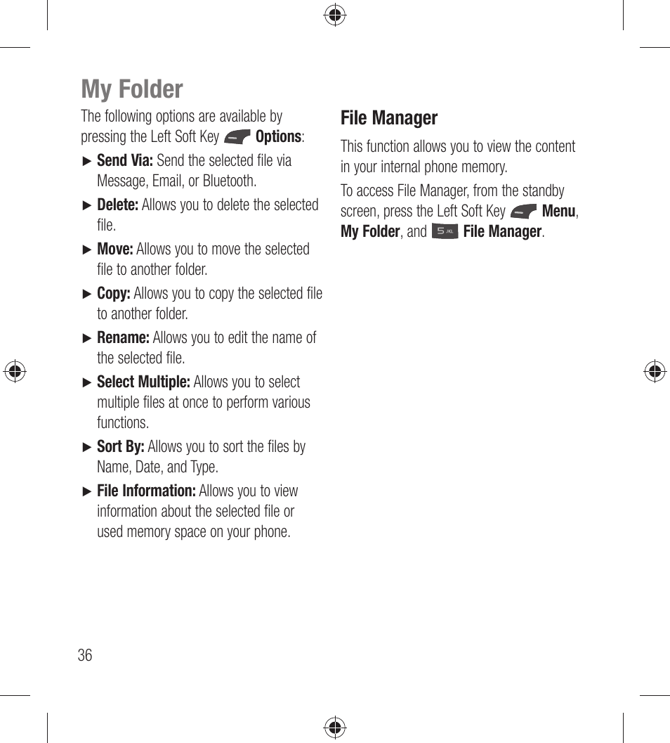 My folder, File manager | LG LG440G User Manual | Page 38 / 122