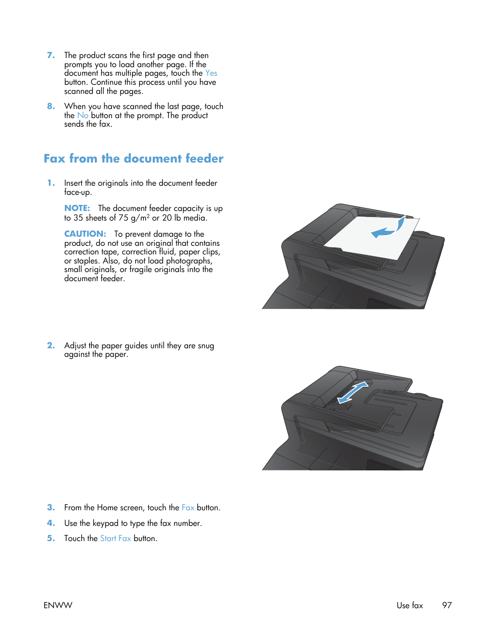 Fax from the document feeder | HP LaserJet Pro 200 color MFP M276nw
