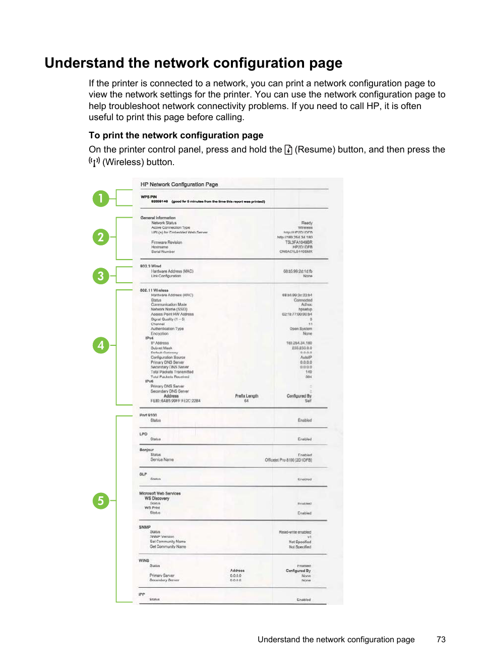 Understand the network configuration page | HP Officejet Pro 8100