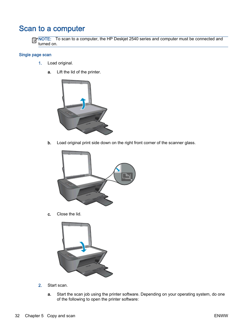 Scan to a computer | HP Deskjet 2540 All-in-One Printer User Manual