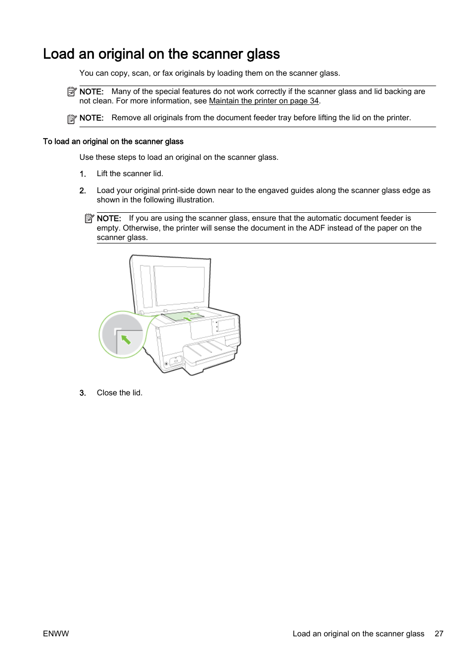 Load an original on the scanner glass | HP Officejet Pro 8610 e-All-in