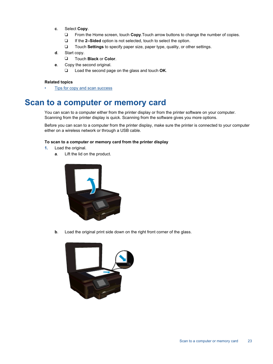 Scan to a computer or memory card | HP Photosmart 6525 e-All-in-One