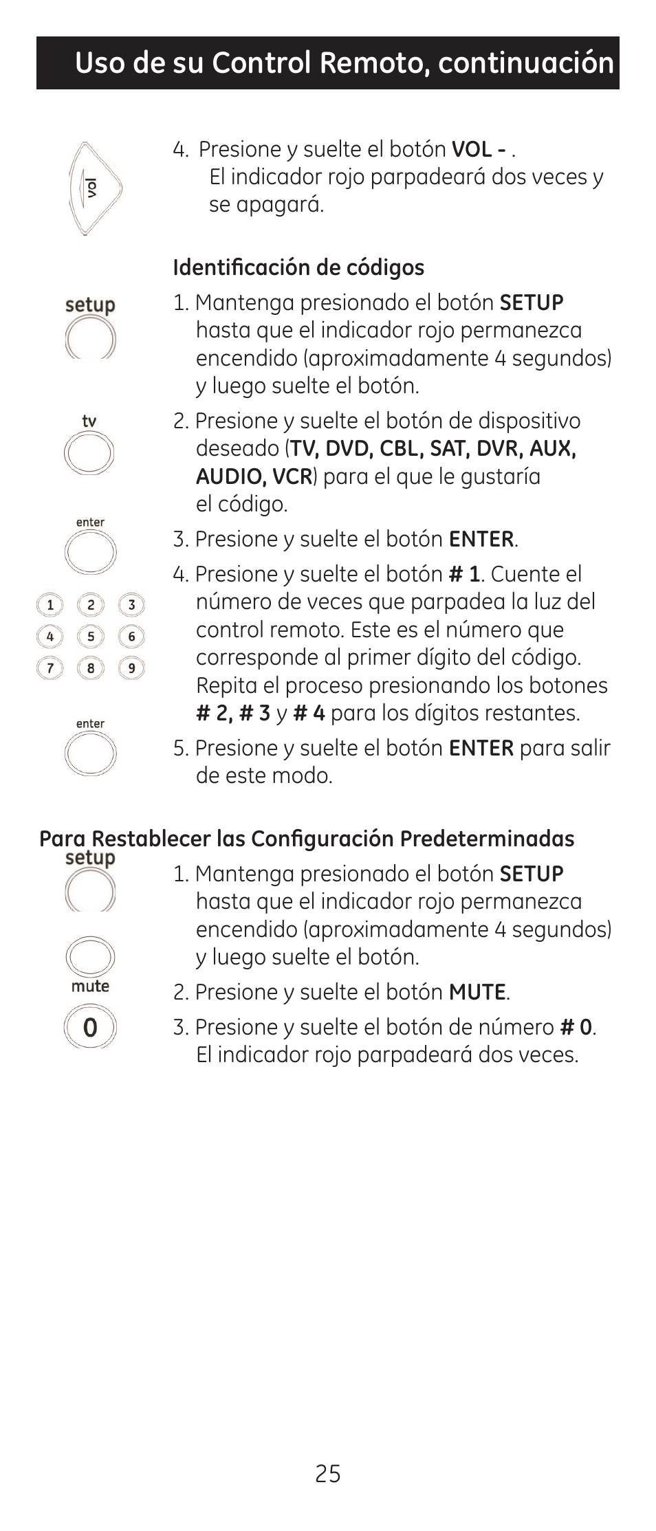 Uso de su control remoto, continuación | GE 24927-v2 GE Universal