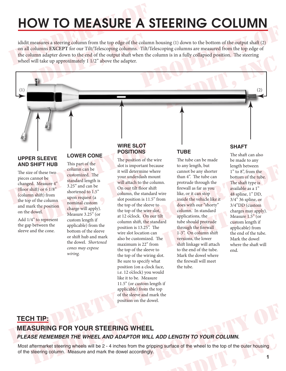 ididit Universal Steering Column How To Measure An ididit Steering