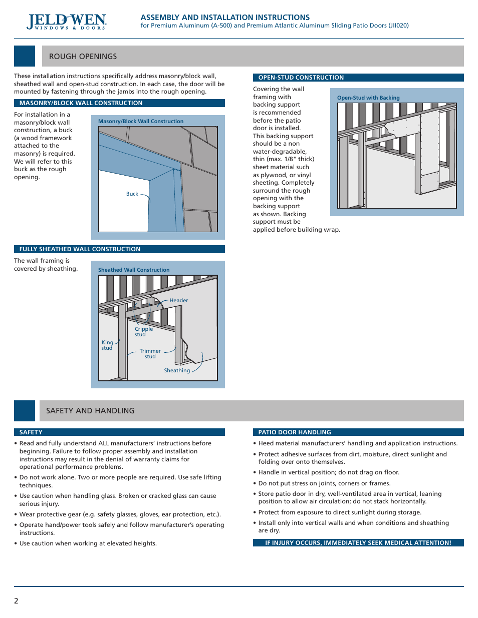 Jeld Wen Jii020 Premium Aluminum A 500 And Premium