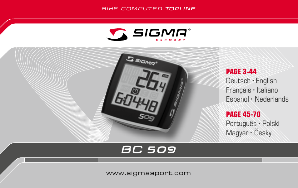 SIGMA BC 509 User Manual | 72 pages | Original mode
