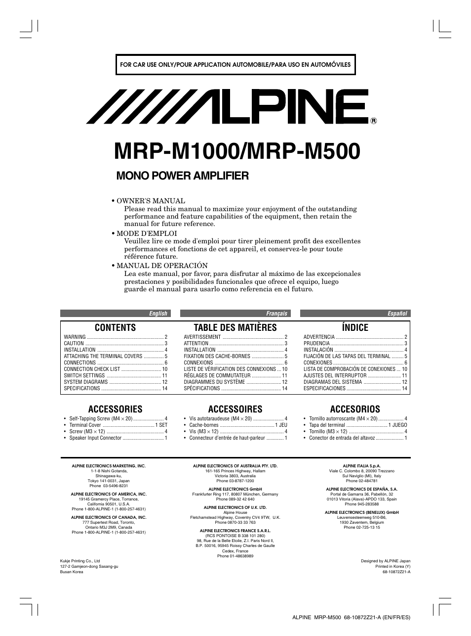 ALPINE MRP-M1000 MANUAL PDF