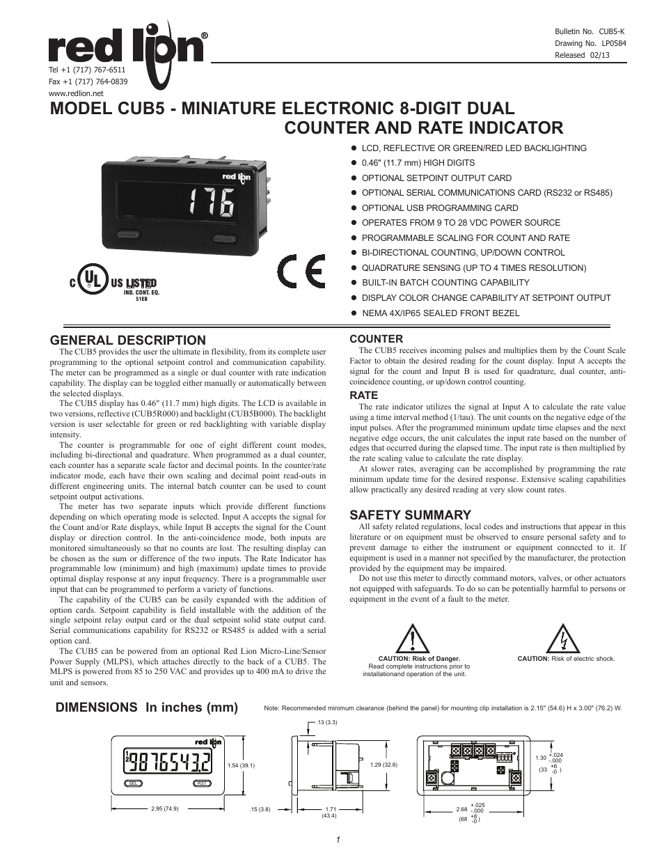 Red Lion CUB5 User Manual | 16 pages