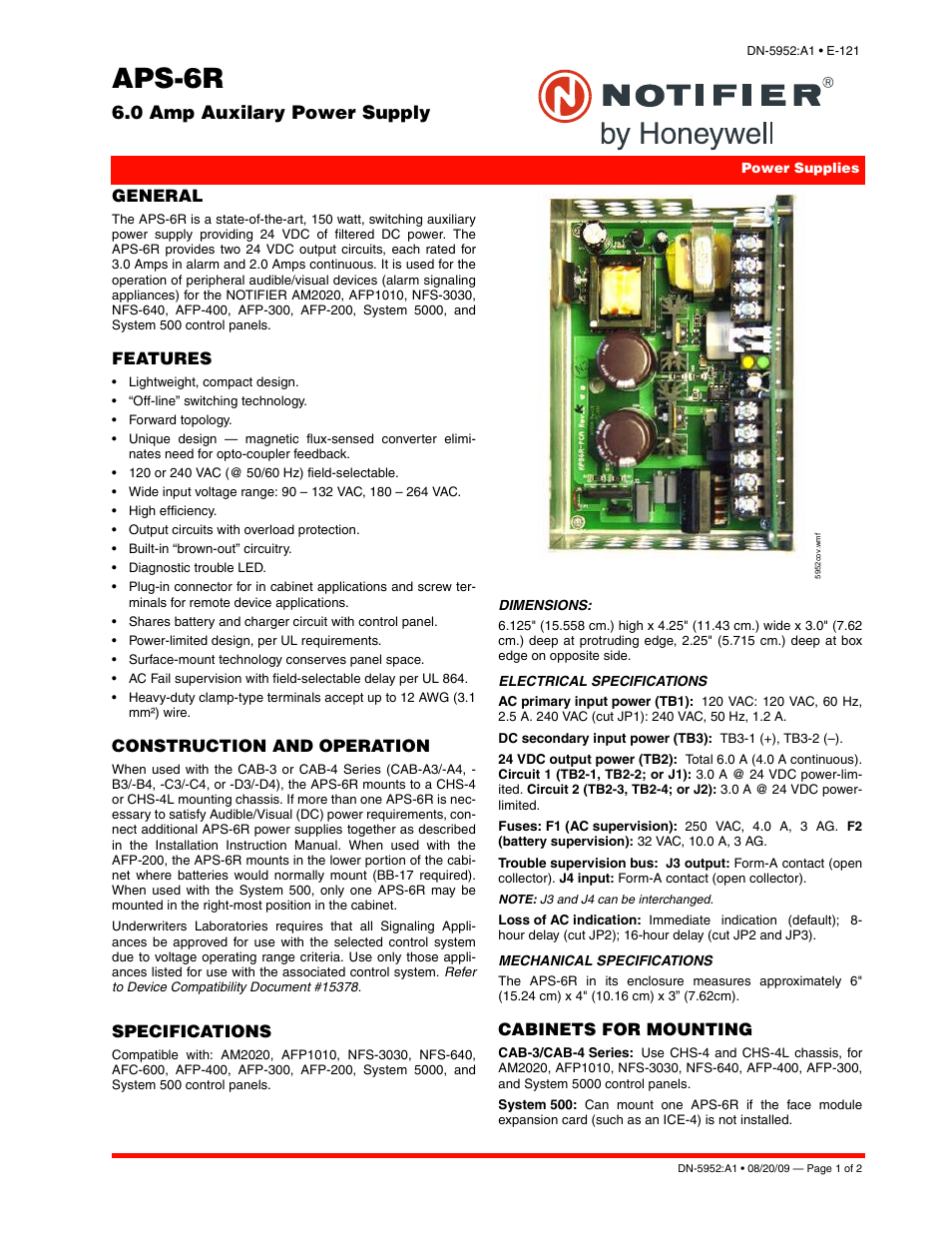 Notifier APS-6R User Manual | 2 pages