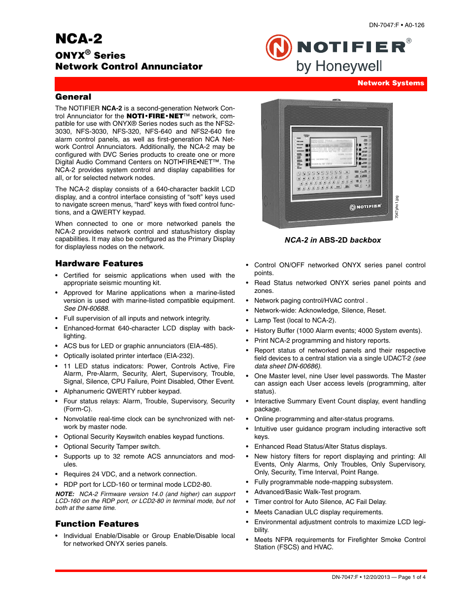 Notifier NCA-2 User Manual | 4 pages