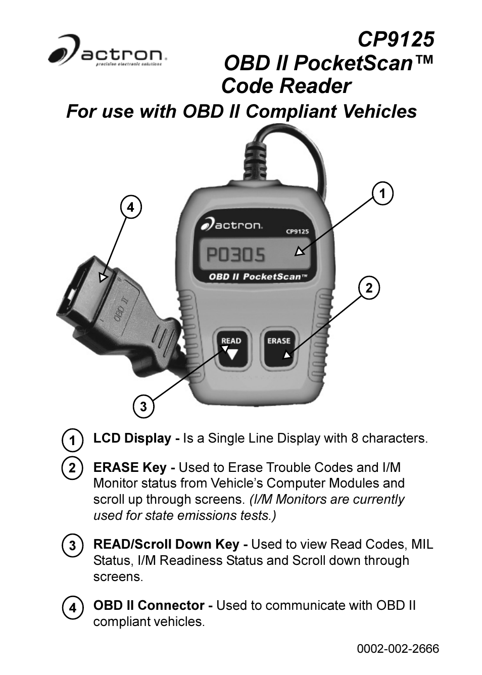 actron obd ii scanner manual