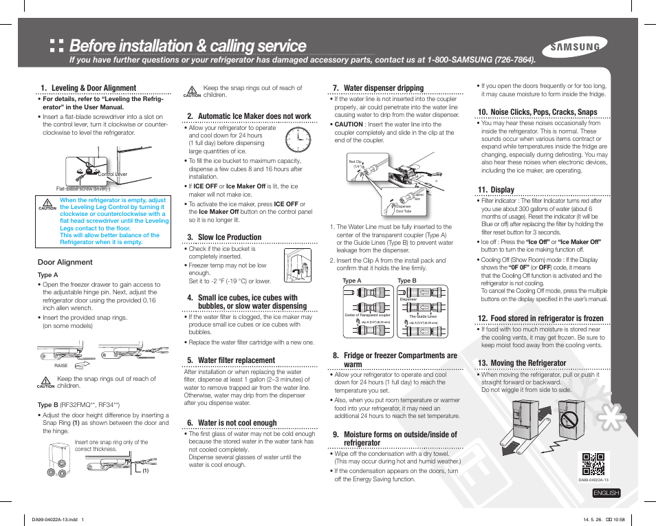Samsung RF28HFEDBSR-AA User Manual | 2 pages | Also for: RF32FMQDBXW-AA