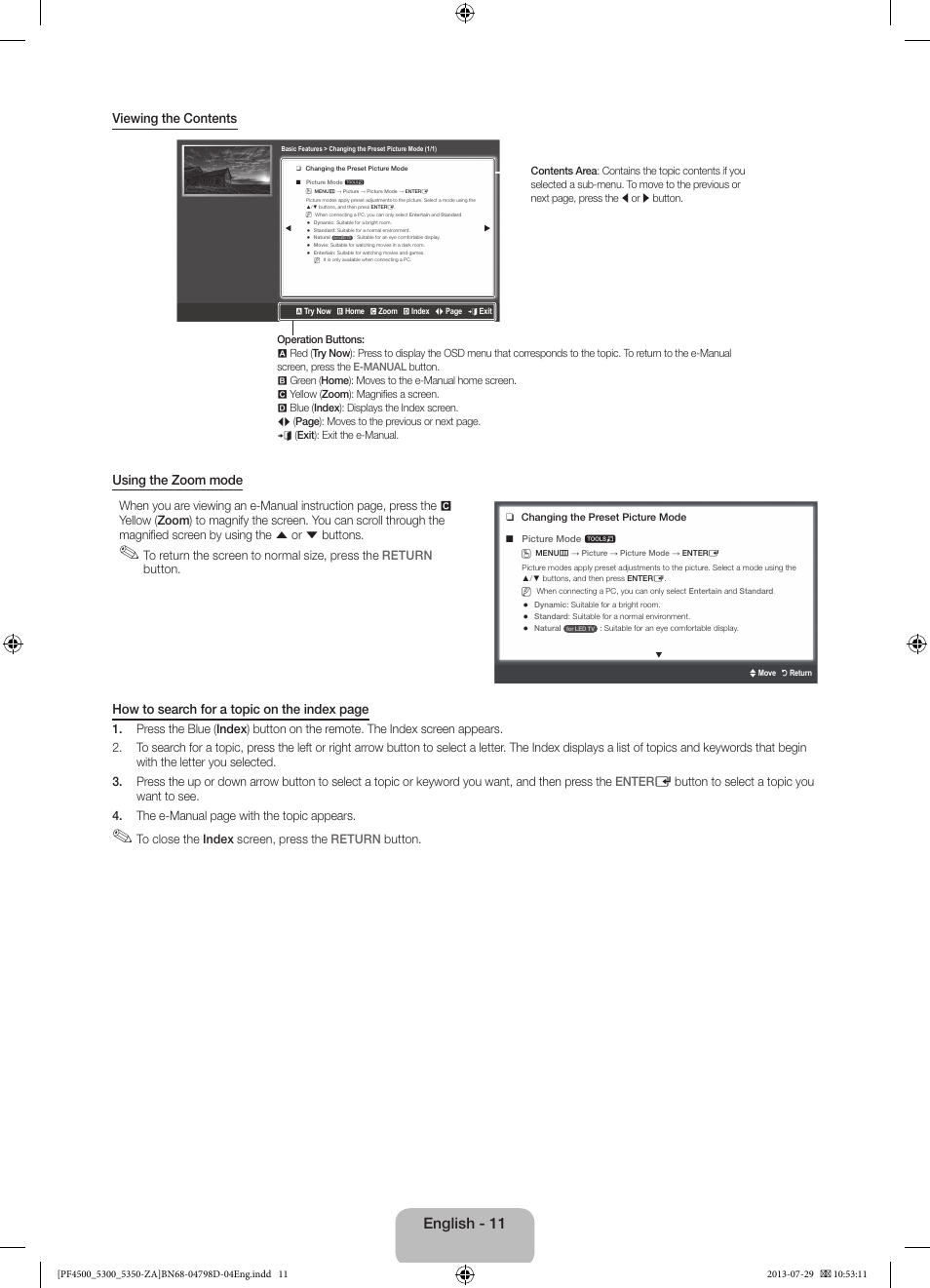 English - 11, Viewing the contents | Samsung PN51F4550AFXZA User Manual