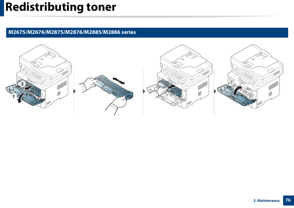 Redistributing toner | Samsung SL-M2875FD-XAA User Manual | Page 76 / 324