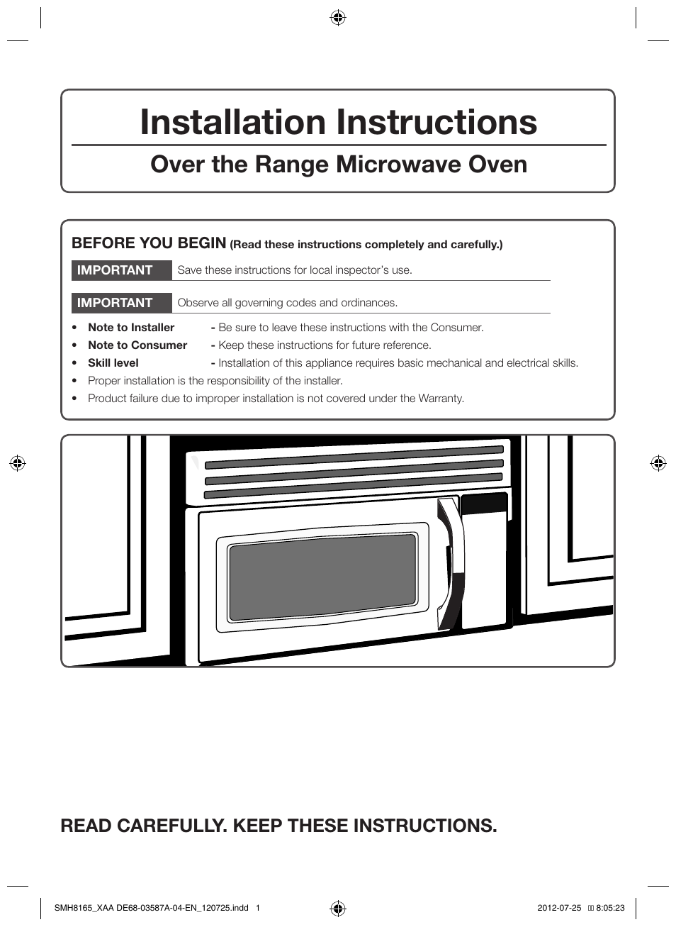 Samsung Over The Range Microwave User Manual
