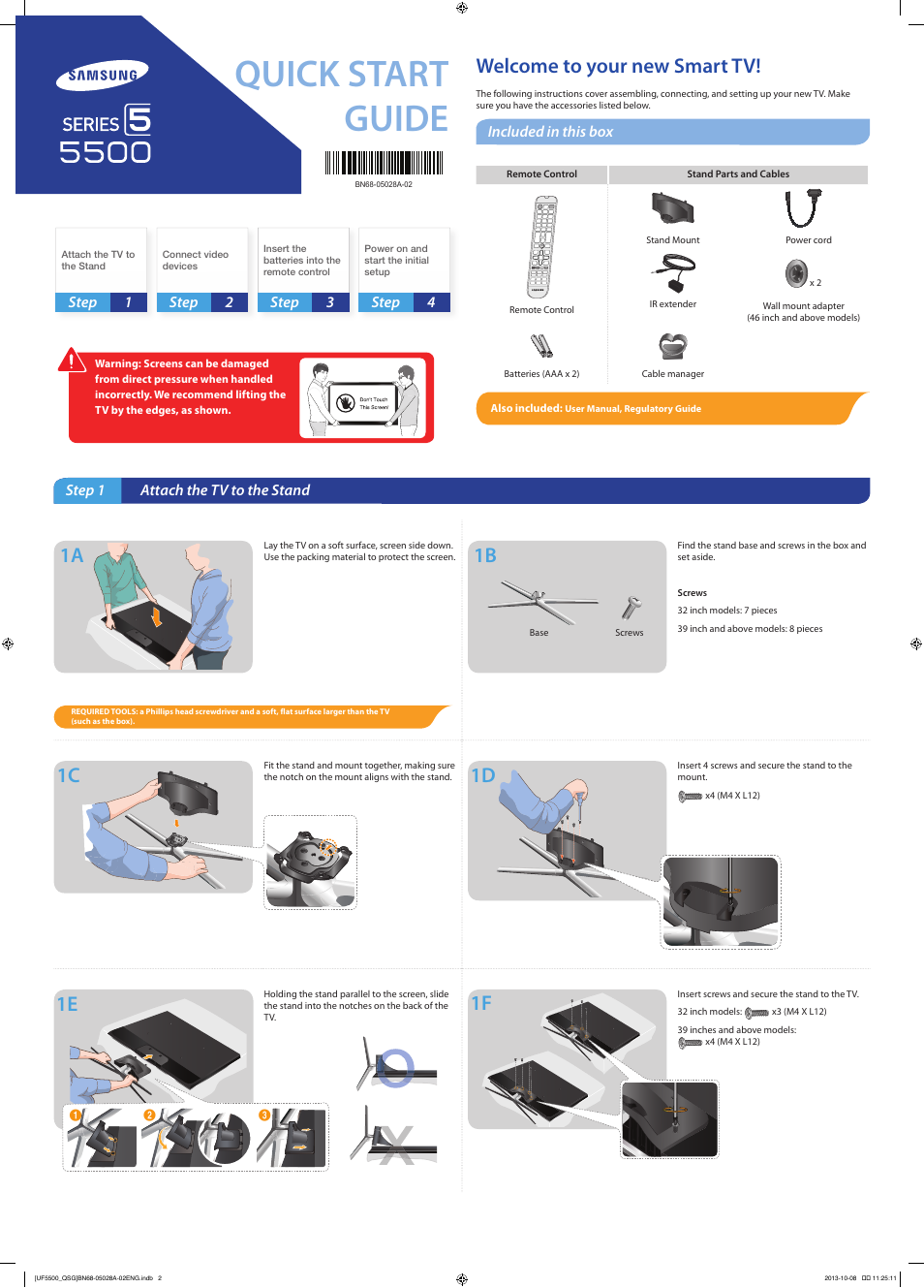 Samsung UN50F5500AFXZA User Manual | 2 pages | Also for: UN46F5500AFXZA