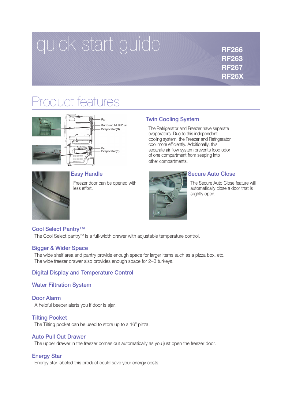 Samsung RF26XAEBP-XAA User Manual | 9 pages | Also for: RF26XAERS-XAA