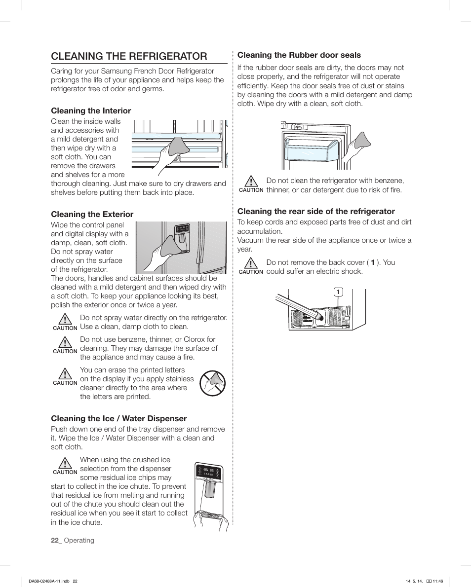 Cleaning the refrigerator | Samsung RFG298HDRS-XAA User Manual | Page