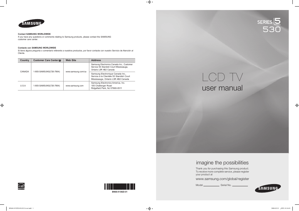 Samsung LN40A530P1FXZA User Manual | 161 pages | Also for