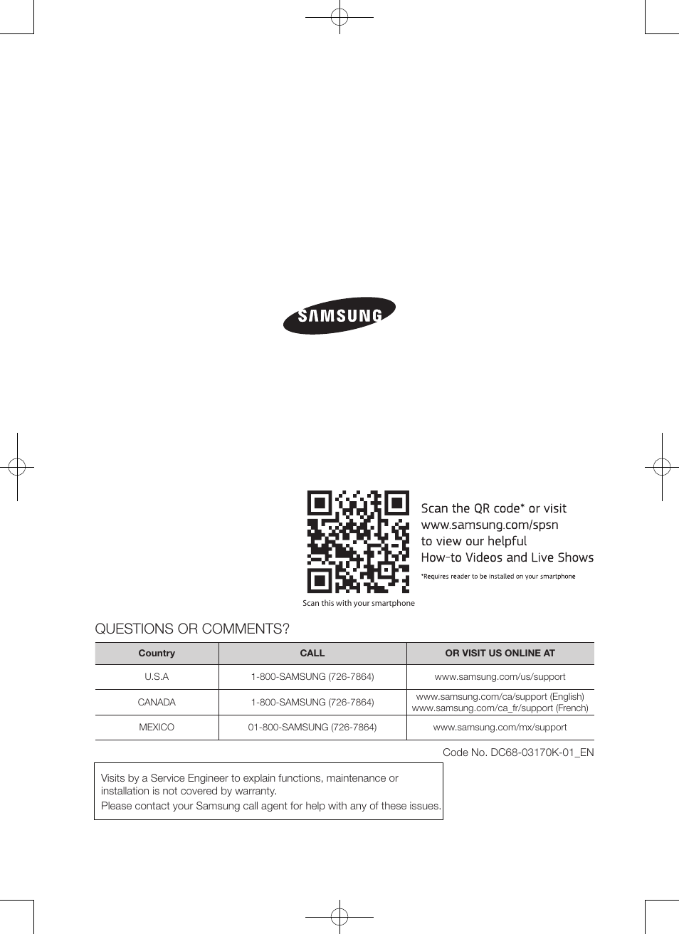 Questions or comments | Samsung DV56H9100EW-A2 User Manual | Page 44 / 132