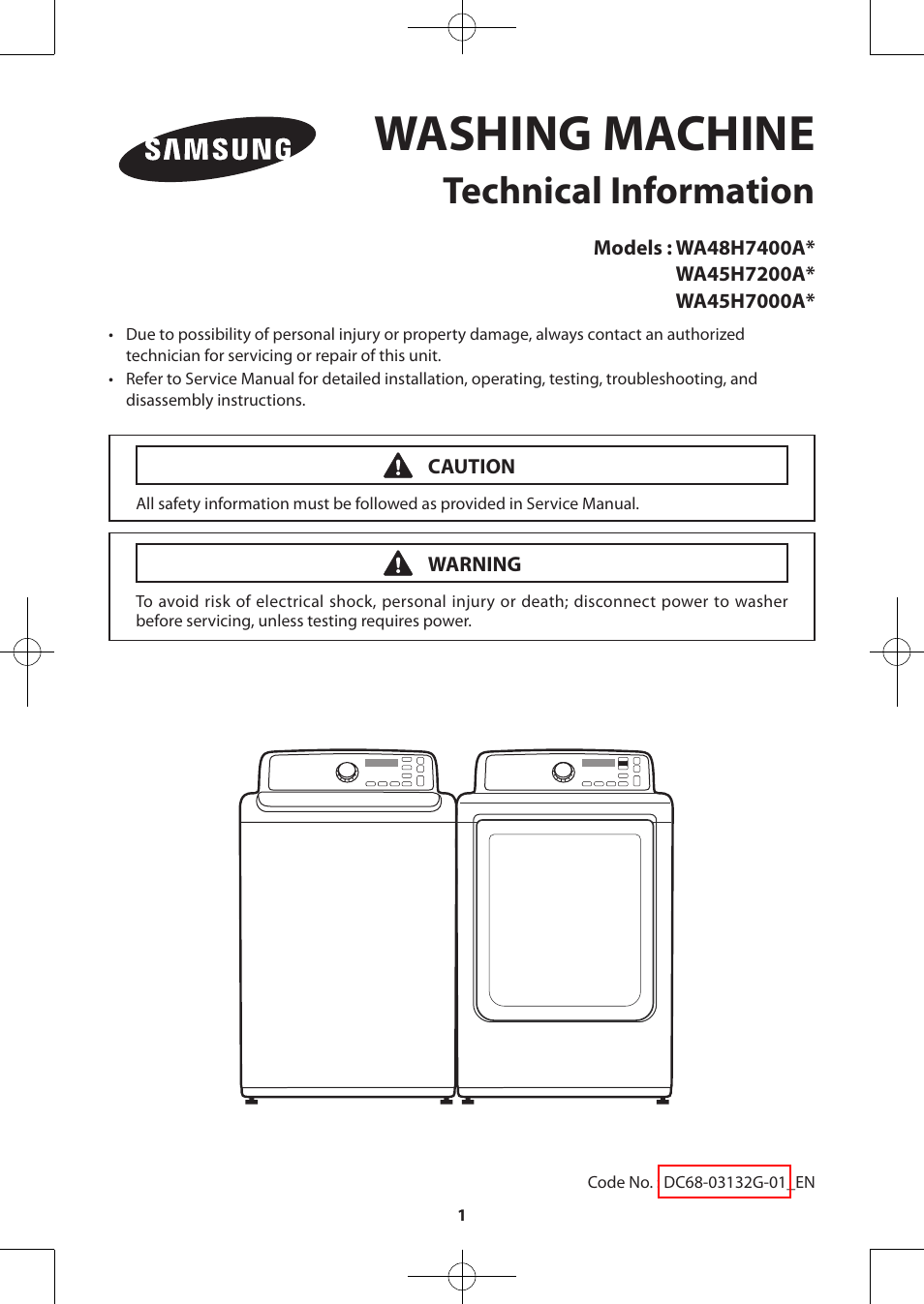 Samsung WA48H7400AW-A2 User Manual | 60 pages | Also for: WA45H7000AW-A2